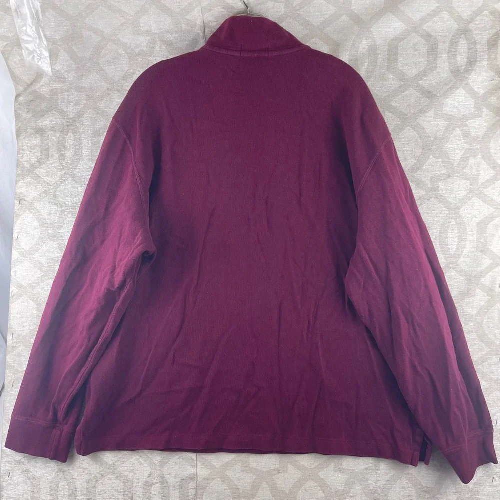 Polo Ralph Lauren Estate Rib Mens XL Burgundy Quarter Zip Pullover‎ Sweater
